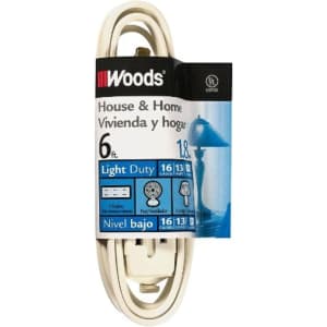 Woods 6-Foot 16-Gauge Light Duty Extension Cord: $4.13