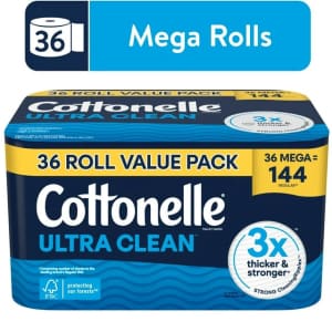 Cottonelle Ultra Clean Toilet Paper 36-Mega Roll Pack: $27 Cottonelle Ultra Clean Toilet Paper 36-Mega Roll Pack: $27
