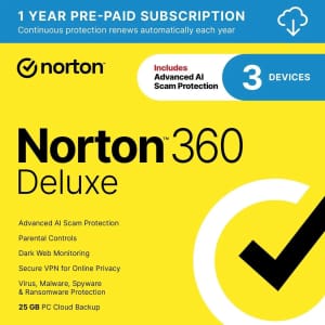 Norton 360 Deluxe 2026 1-Year 3-Device Subscription: $11