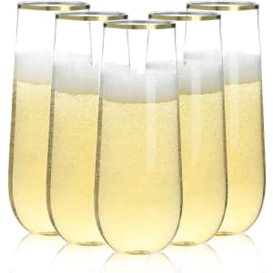 Bestluck Gold-Rimmed 9-oz. Clear Shatter-Proof Champagne Flutes 48-Pack: $28.04 Bestluck Gold-Rimmed 9-oz. Clear Shatter-Proof Champagne Flutes 48-Pack: $28.04