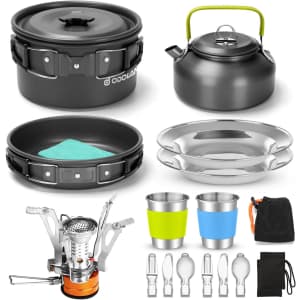 Odoland 16-Piece Camping Cookware Set with Stove: $22.49