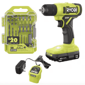 Ryobi ONE+ 18V Cordless 3/8" Drill w/ 20-Piece Driver Kit: $45
