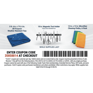 Harbor Freight Choice of Gift: Free w/ any purchase in store