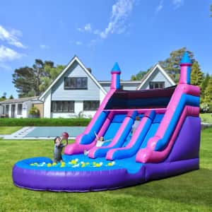 Inflatable Double Water Slide Pool with Blower: $1056.51