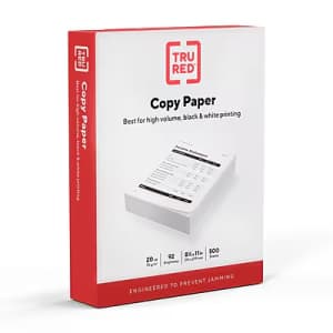 TRU RED 8.5" x 11" Copy Paper 500-Sheet Ream: $6.99