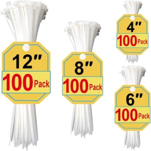 White Zip Tie Variety 400-Pack: $1.87