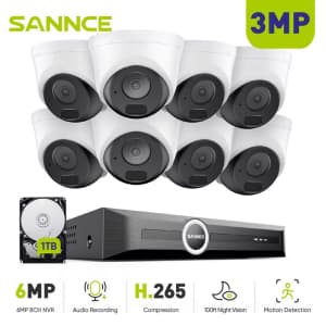 Sannce 3MP 8-Channel Video Surveillance Kit: $155