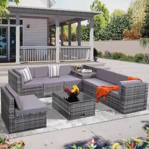 8-Piece Patio Sectional Furniture Set w/ Table: $414.56