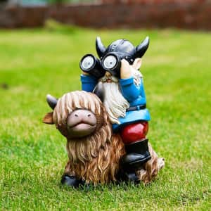 Joint Honglin Binocular Gnome & Highland Cow Statue: $17.99 Joint Honglin Binocular Gnome & Highland Cow Statue: $17.99