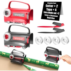 Wheel Wrapping Paper Cutter & Tape Dispenser 2-Pack: $17.99
