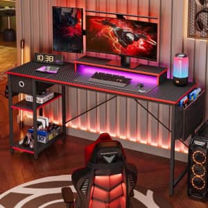 Bestier 62" RGB LED Gaming Desk w/ Monitor Stand: $62