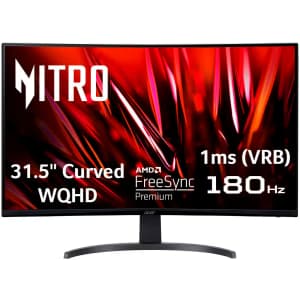 Acer Nitro Gaming 31.5" 1440p Curved 180Hz FreeSync Monitor: $200