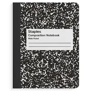 Staples 100-Sheet Composition Notebook: 50 cents Staples 100-Sheet Composition Notebook: 50 cents