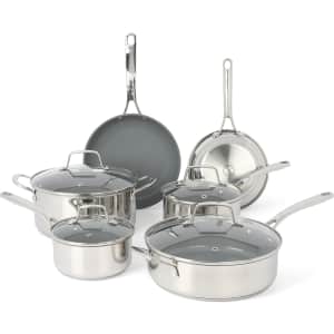 Martha Stewart Delaroux 10-Piece Stainless Steel Cookware Set: $71