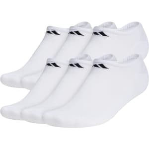 adidas Men's Athletic Cushioned No-Show Socks 6-Pair Pack: $13