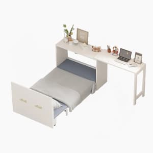 Latitude Run Twin Murphy Cabinet Bed w/ Desk: $276.99