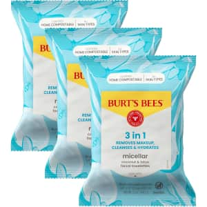 Burt's Bees 30-Count Coconut & Lotus Face Wipes 3-Pack: $8.45 w/ Subscribe & Save