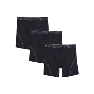 Fruit of the Loom Men's Performance Boxer Briefs 3-Pack (S only): $6