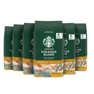 Starbucks Whole Bean Coffee 12-oz. Bag 6-Pack: $38 via Sub & Save Starbucks Whole Bean Coffee 12-oz. Bag 6-Pack: $38 via Sub & Save
