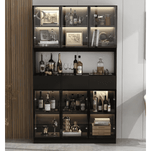 Fufu & Gaga 47" Cabinet w/ Hutch & LED Lights: $310 Fufu & Gaga 47" Cabinet w/ Hutch & LED Lights: $310