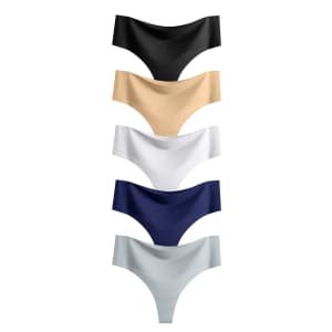 Voenxe Women's Seamless High-Waisted Thongs 5-Pack: $7.69 Voenxe Women's Seamless High-Waisted Thongs 5-Pack: $7.69