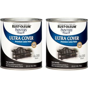 Rust-Oleum Latex Paint Gloss Black Quart 2-Pack: $16.48