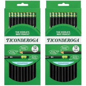 24 Ticonderoga 2 HB Soft Unsharpened Wood-Cased Pencils: $4.38