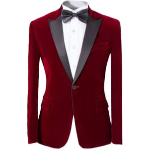 Men's Peaked Lapel Red Tuxedo Blazer: $24.94 Men's Peaked Lapel Red Tuxedo Blazer: $24.94