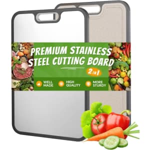 Stainless Steel and Wheat Straw Cutting Board 15"x10": $23.72