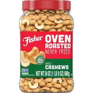 Fisher Oven Roasted Never Fried Whole Cashews 24-oz. Tub: $12 via Sub & Save