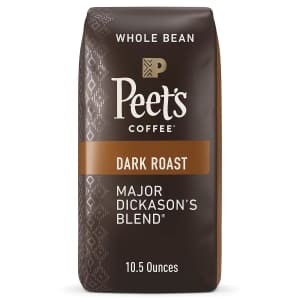 Peet's Coffee Dark Roast Whole Bean Coffee 10.5-oz. Bag: $4.62 via Sub & Save Peet's Coffee Dark Roast Whole Bean Coffee 10.5-oz. Bag: $4.62 via Sub & Save