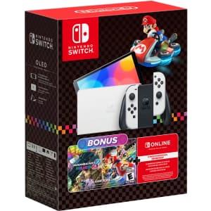 Nintendo Switch OLED Mario Kart 8 Deluxe Console Bundle: $275