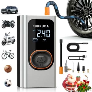 Fukkuda 150PSI Tire Inflator Portable Air Compressor: $15.99