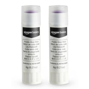Amazon Basics Washable Purple Glue Stick 2-Pack: 25 cents