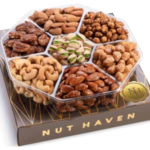 Nut Haven Holiday Nuts Gift Basket of 16-oz. Gourmet Assorted Nuts: $22.95 Nut Haven Holiday Nuts Gift Basket of 16-oz. Gourmet Assorted Nuts: $22.95