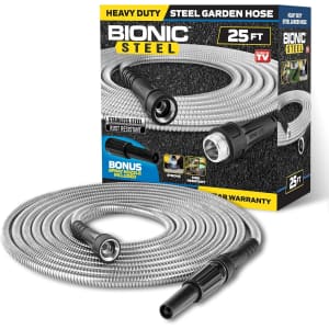 Bionic Steel 25-ft. Metal Garden Hose w/ Nozzle: $14