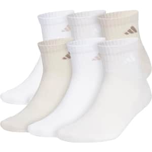 adidas Men's Athletic Cushioned Quarter Socks 6-Pack: $9.20