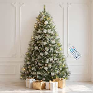 DWVO 6-Foot Pre-Lit Christmas Tree with Pine Cones: $94.99