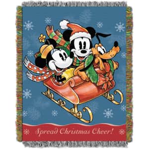 Disney Mickey Mouse "Sleigh Ride" 48x60" Woven Tapestry Throw Blanket: $10.60