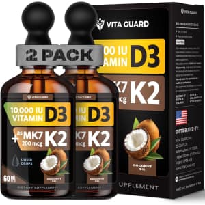Vita Guard Vegan Vitamin D3 K2 Liquid Drops 2-Pack: $12.48
