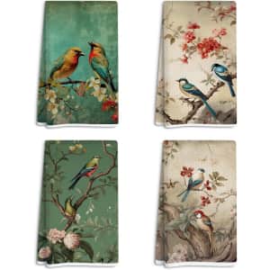 Floral Birds Kitchen Towels Decorative Set: $7.49