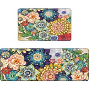 Boho Floral Kitchen Rug 2-Piece Set: $27