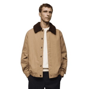 Mango Men's Sheepskin Collar Quilted Jacket: $56
