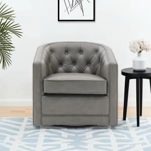 Lark Manor 30" Tufted Top Grain Leather Swivel Barrel Chair: $489.99 Lark Manor 30" Tufted Top Grain Leather Swivel Barrel Chair: $489.99