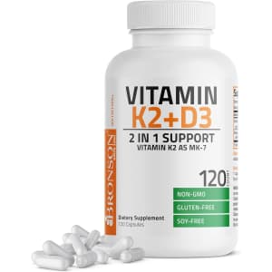 Bronson 120 Count Vitamin K2 (MK7) with D3 Supplement: $11 w/ Subscribe & Save