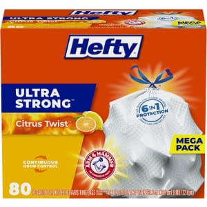 Hefty Ultra Strong 13-Gallon Kitchen Trash Bags 80-Pack: $10 via Sub. & Save Hefty Ultra Strong 13-Gallon Kitchen Trash Bags 80-Pack: $10 via Sub. & Save