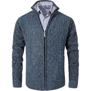 VtuAOL Men's Casual Full-Zip Knitted Cardigan Sweater: From $13.25
