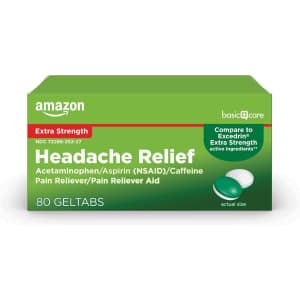 Amazon Basic Care 80-Count Extra Strength Headache Relief Geltabs: $5.38