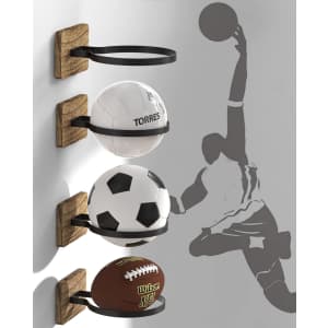 Aidili Wooden Base Wall Mount Basketball Holder 4-Piece: $16.49