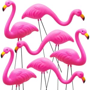 Joyin Small Pink Flamingo Yard Ornament Stakes 6-Pack: $13